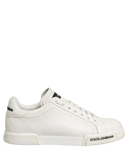 White Leather Logo Low Top Men Sneakers Shoes