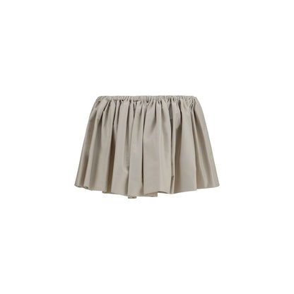 Beige Polyester Mini Skirt