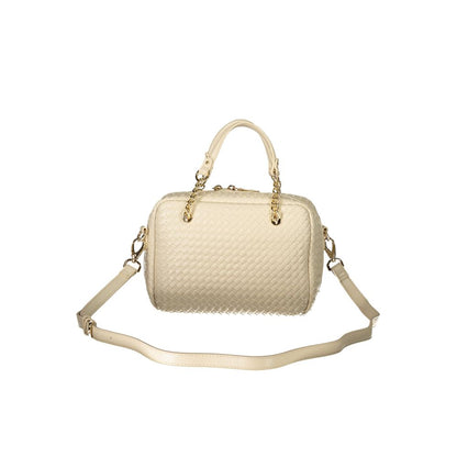 Beige Polyurethane Womens Bag