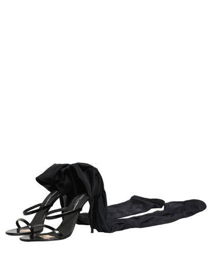 Stiletto Sandals Socks Knee High Boots Black