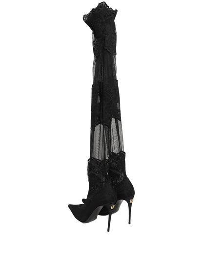 Black Over The Knee Sock Pumps Boots Shoes