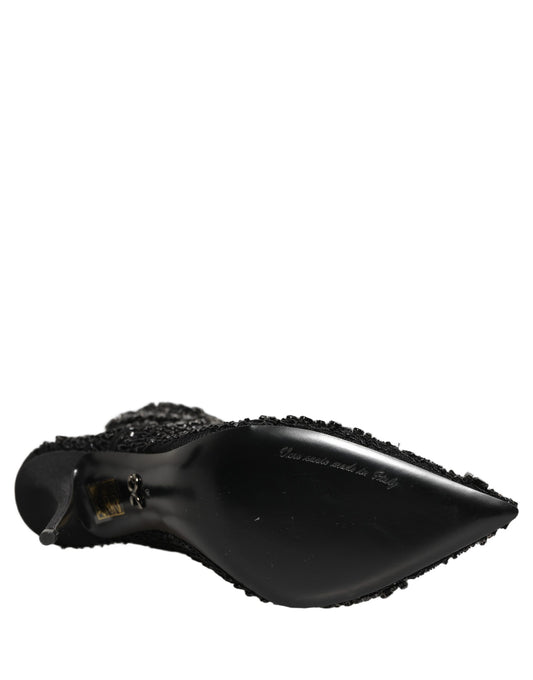 Black Embellished Mesh Ankle Boots Shoes