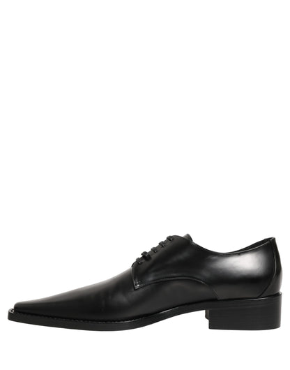 Black Leather Lace Up Derby Dress Shoes