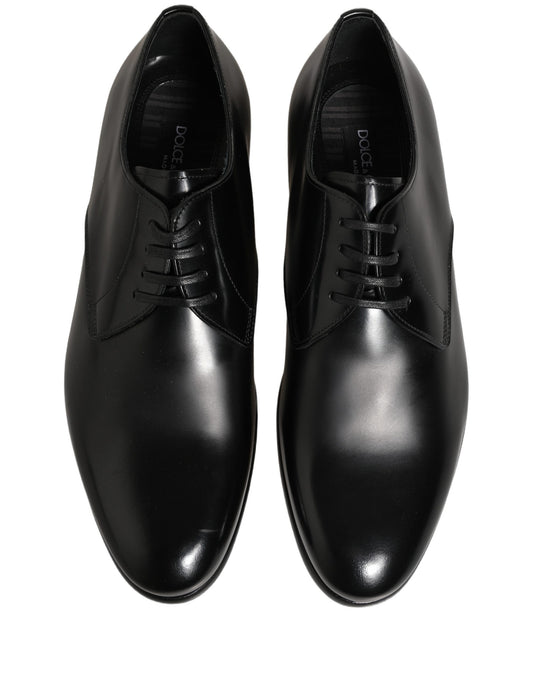Black Leather Lace Up Derby Dress Shoes
