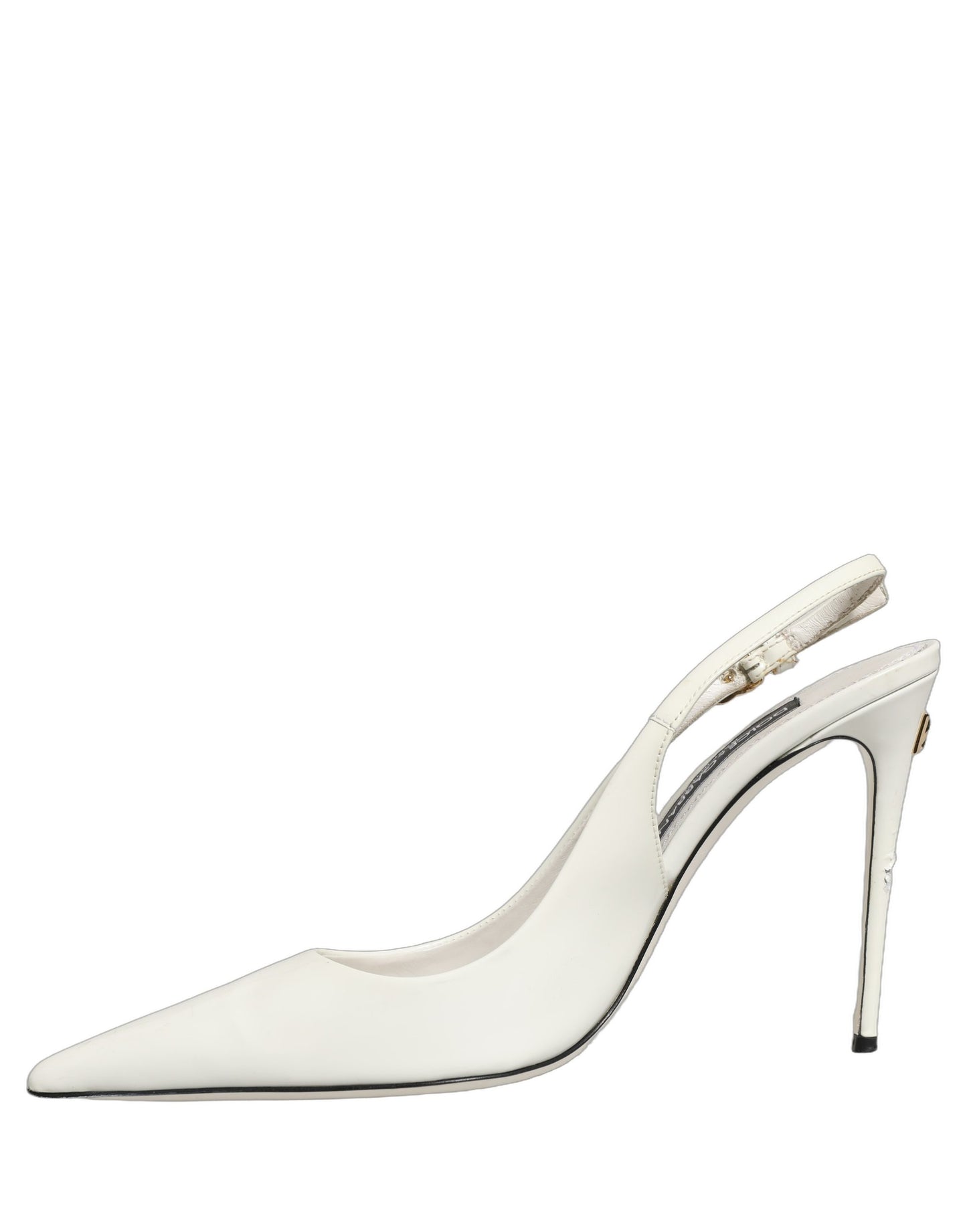 White Leather Slingback Heels Sandals Shoes