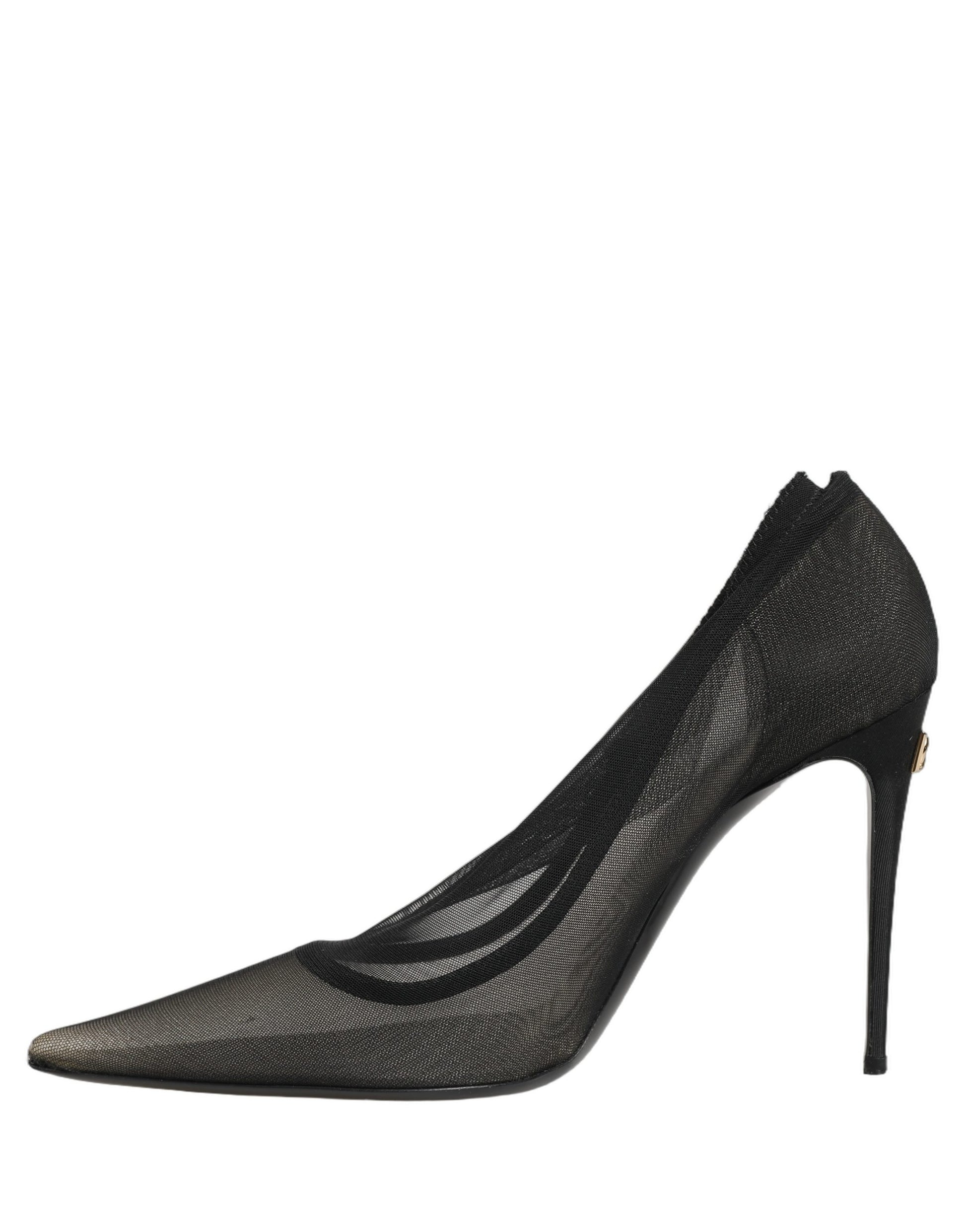 Black Mesh Stiletto High Heels Pumps Shoes