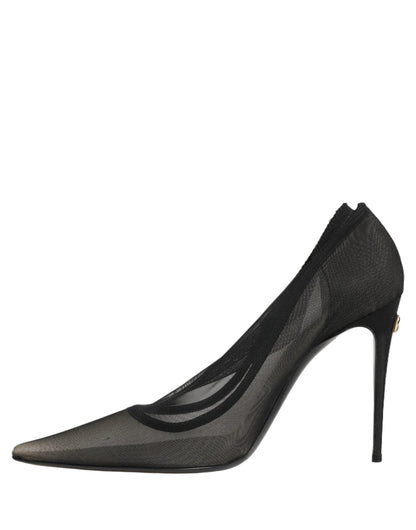 Black Mesh Stiletto High Heels Pumps Shoes