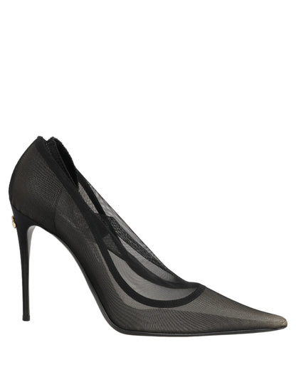Black Mesh Stiletto High Heels Pumps Shoes