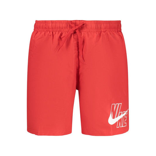 Red Polyester Men's Swimwear