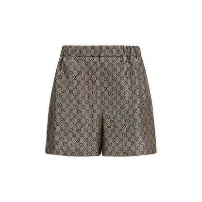 Beige Silk Bermuda Shorts