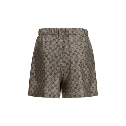 Beige Silk Bermuda Shorts