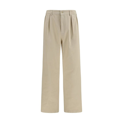 Beige Cotton Casual Pants