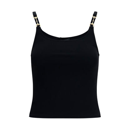 Black Viscose Sleeveles T-Shirt