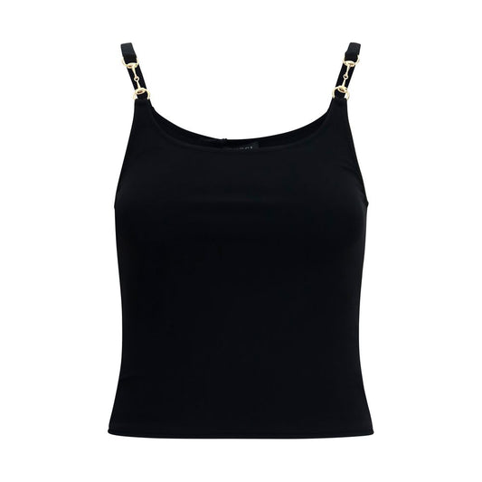 Black Viscose Sleeveles T-Shirt