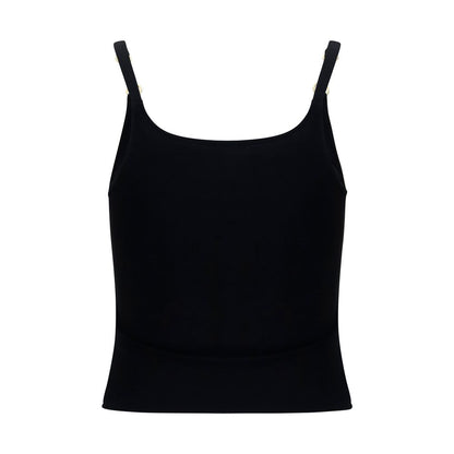Black Viscose Sleeveles T-Shirt