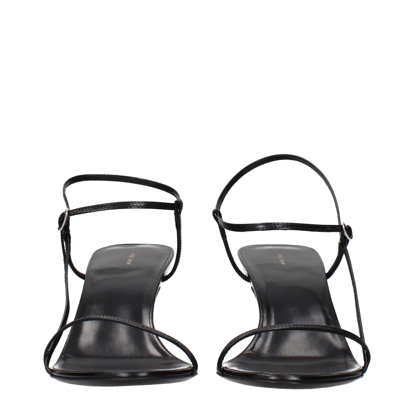 Black Leather Stiletto Heel Sandals