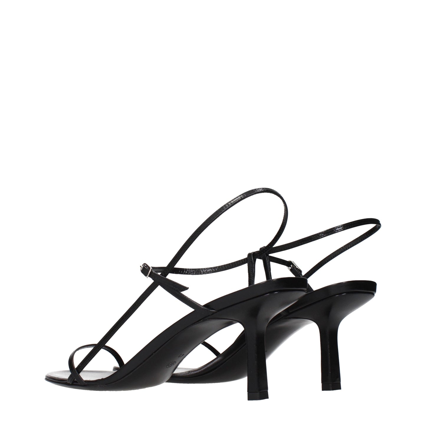 Black Leather Stiletto Heel Sandals