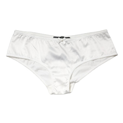 White Silk Stretch Mid Waist Brief Panty Underwear