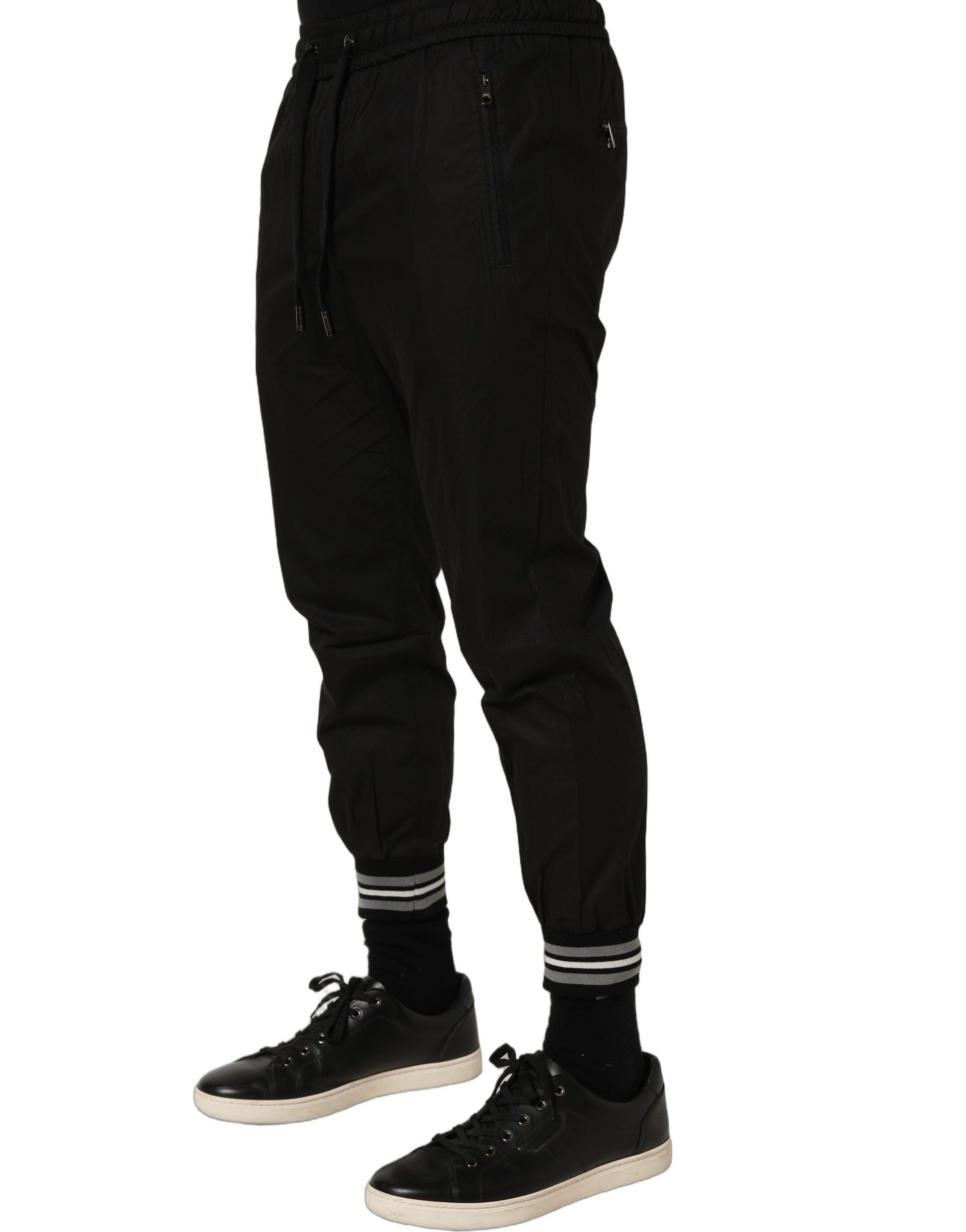 Black Cotton Mid Waist Jogger Sweatpants Pants
