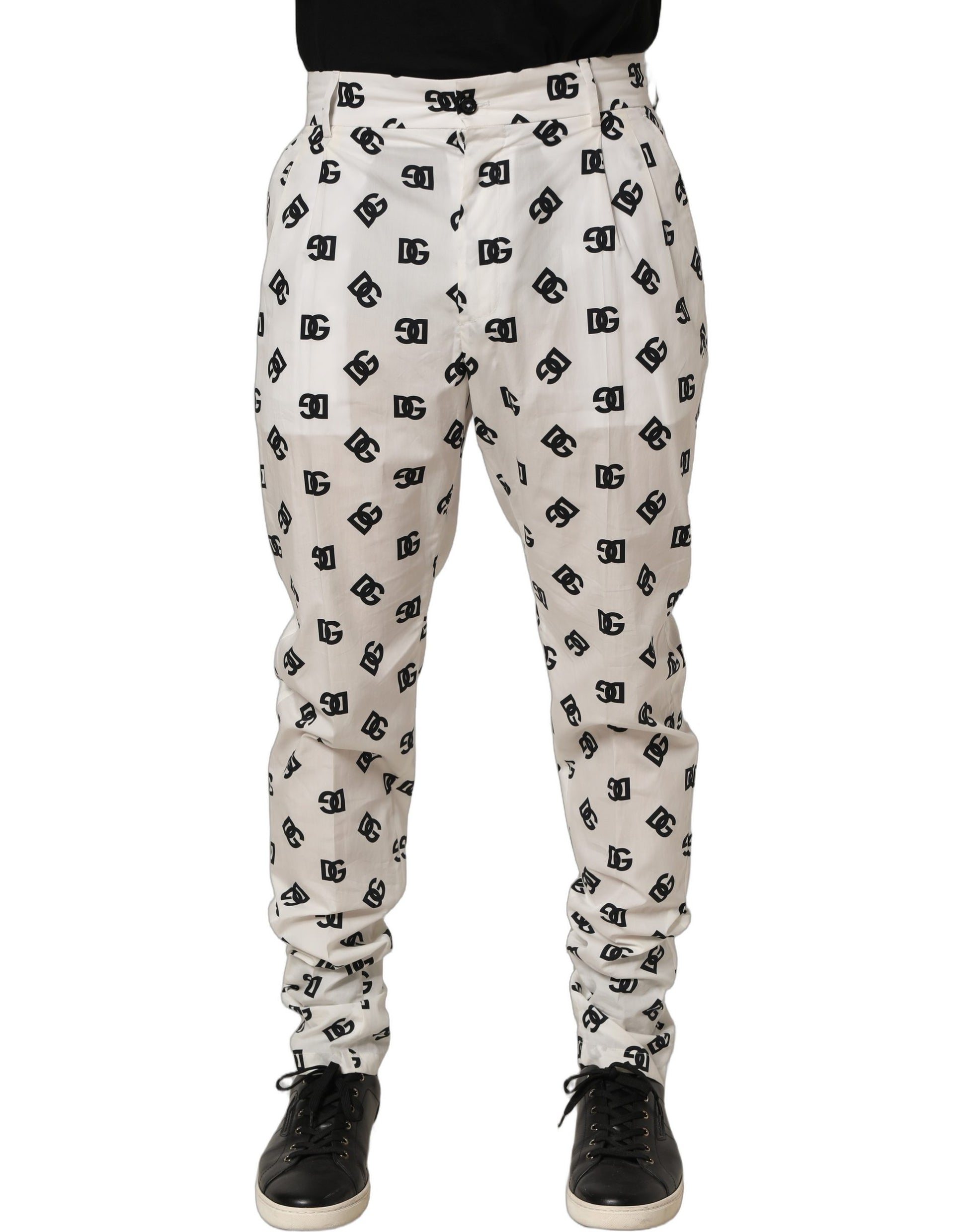 White Logo Skinny Leg Dress Men Trouser Pants