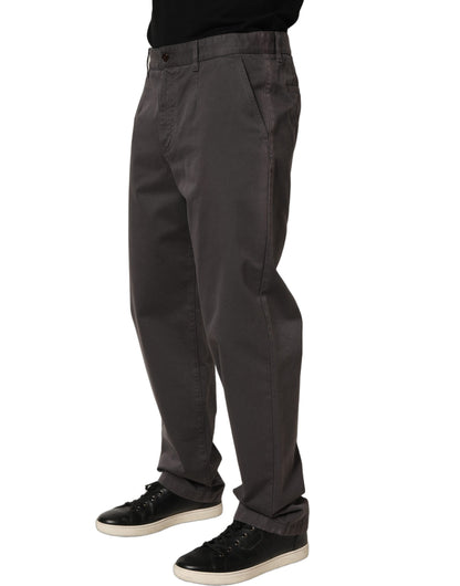 Dark Gray Cotton Straight Chino Trouser Pants