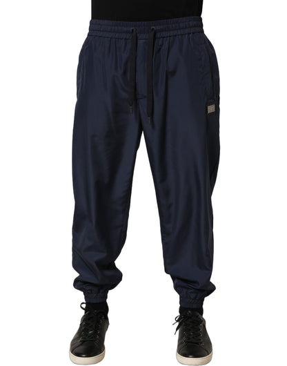 Dark Blue Polyester Jogger Sweatpants Pants
