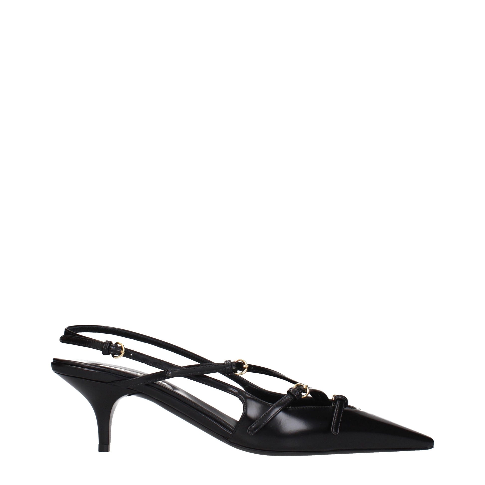Black Leather High Heel Pumps