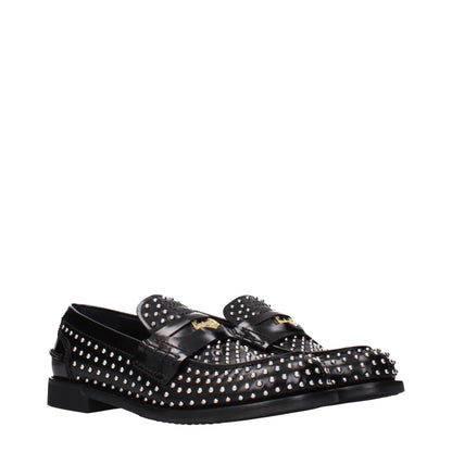 Black Leather Slip-On Loafers