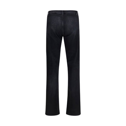 Black Cotton Flared Jeans