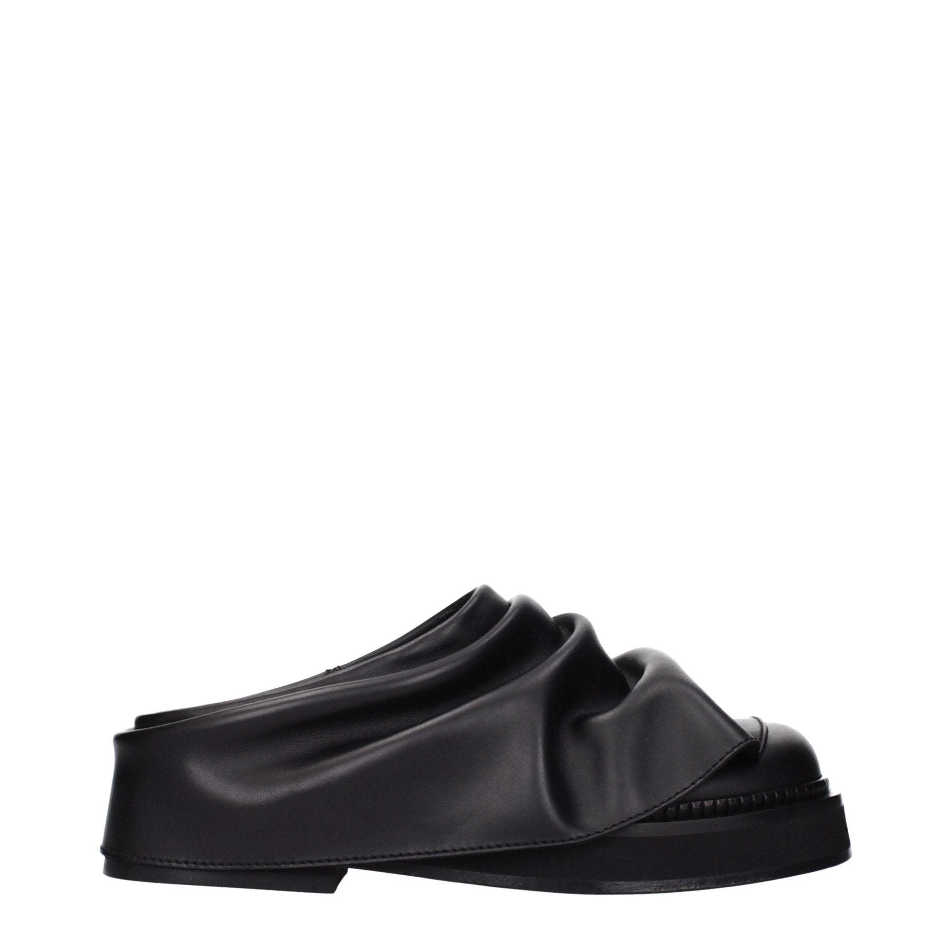 Black Leather Slippers