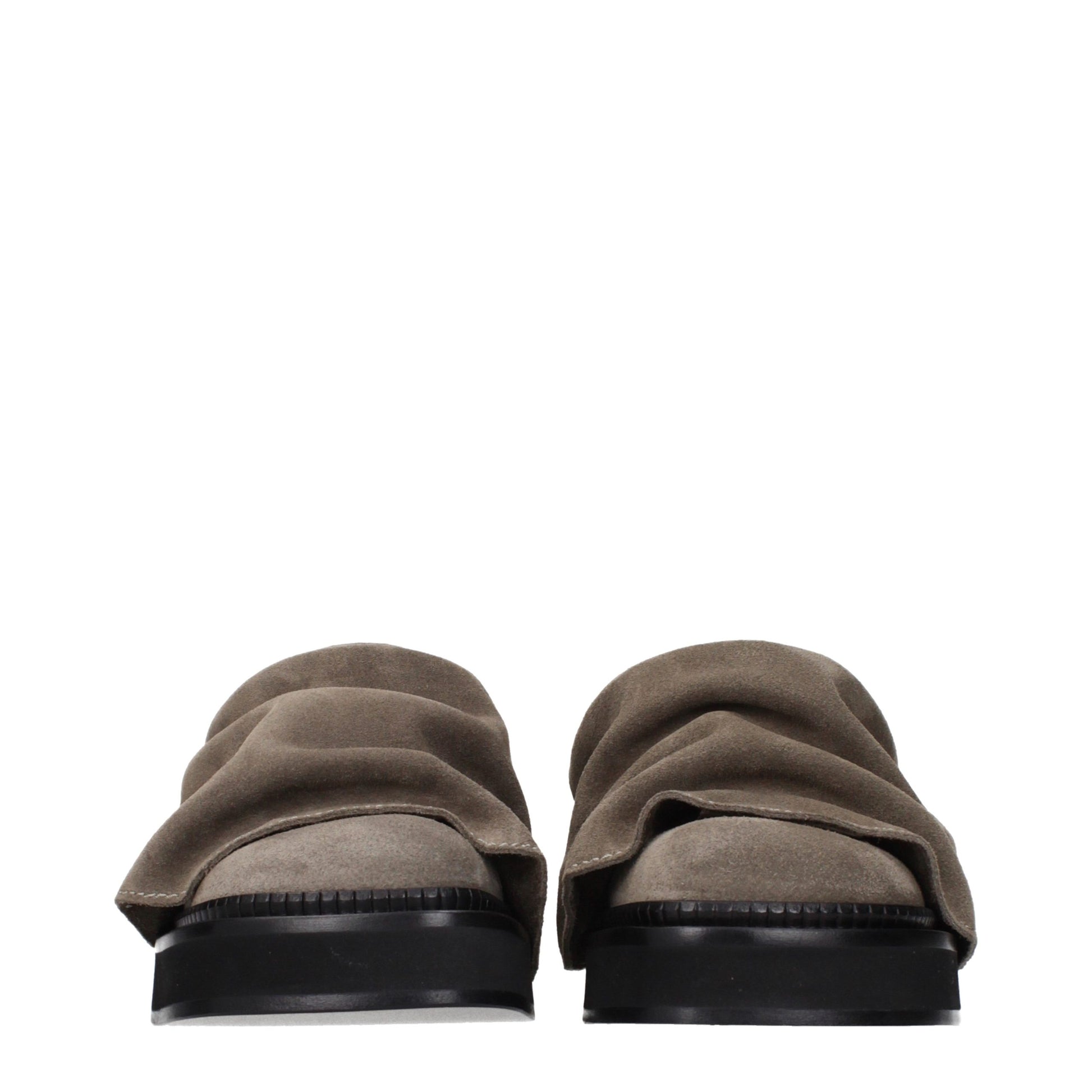 Gray Leather Slippers