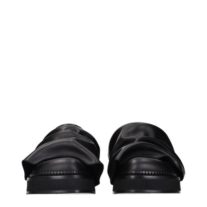 Black Leather Slippers