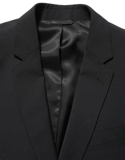 Black Wool Slim Fit Formal 2 Piece Men Suit