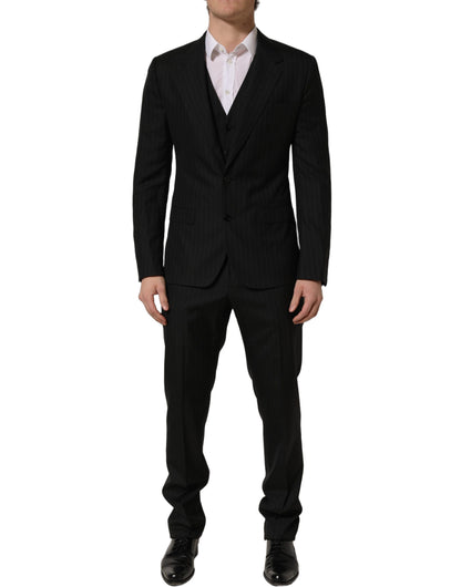 Black Stripes Slim Fit Formal 3 Piece Suit