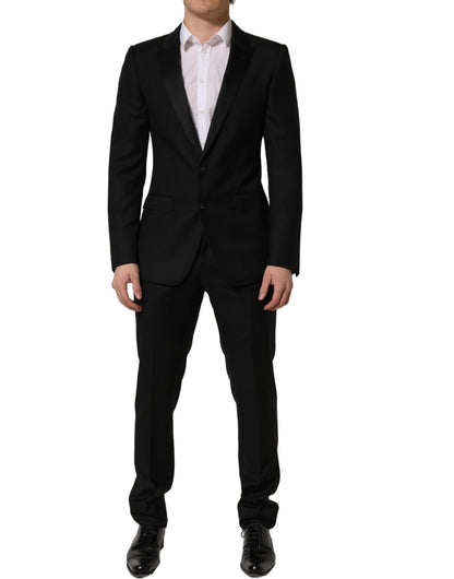 Black Wool Slim Fit Formal 2 Piece Men Suit