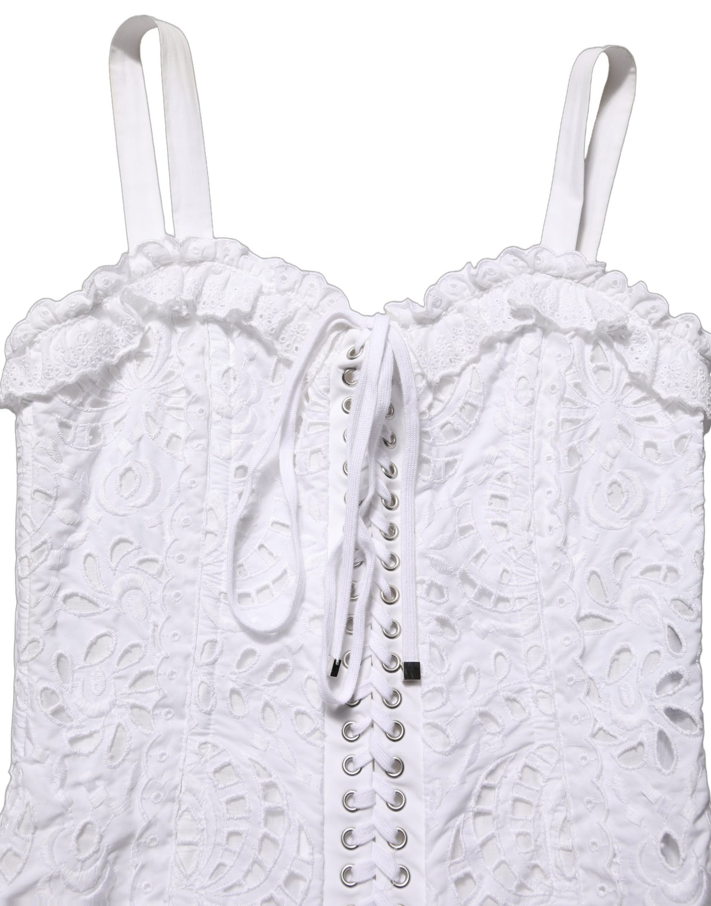White Broderie Anglaise Cotton Mini Dress