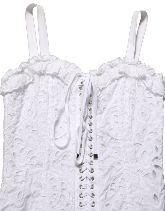 White Broderie Anglaise Cotton Mini Dress