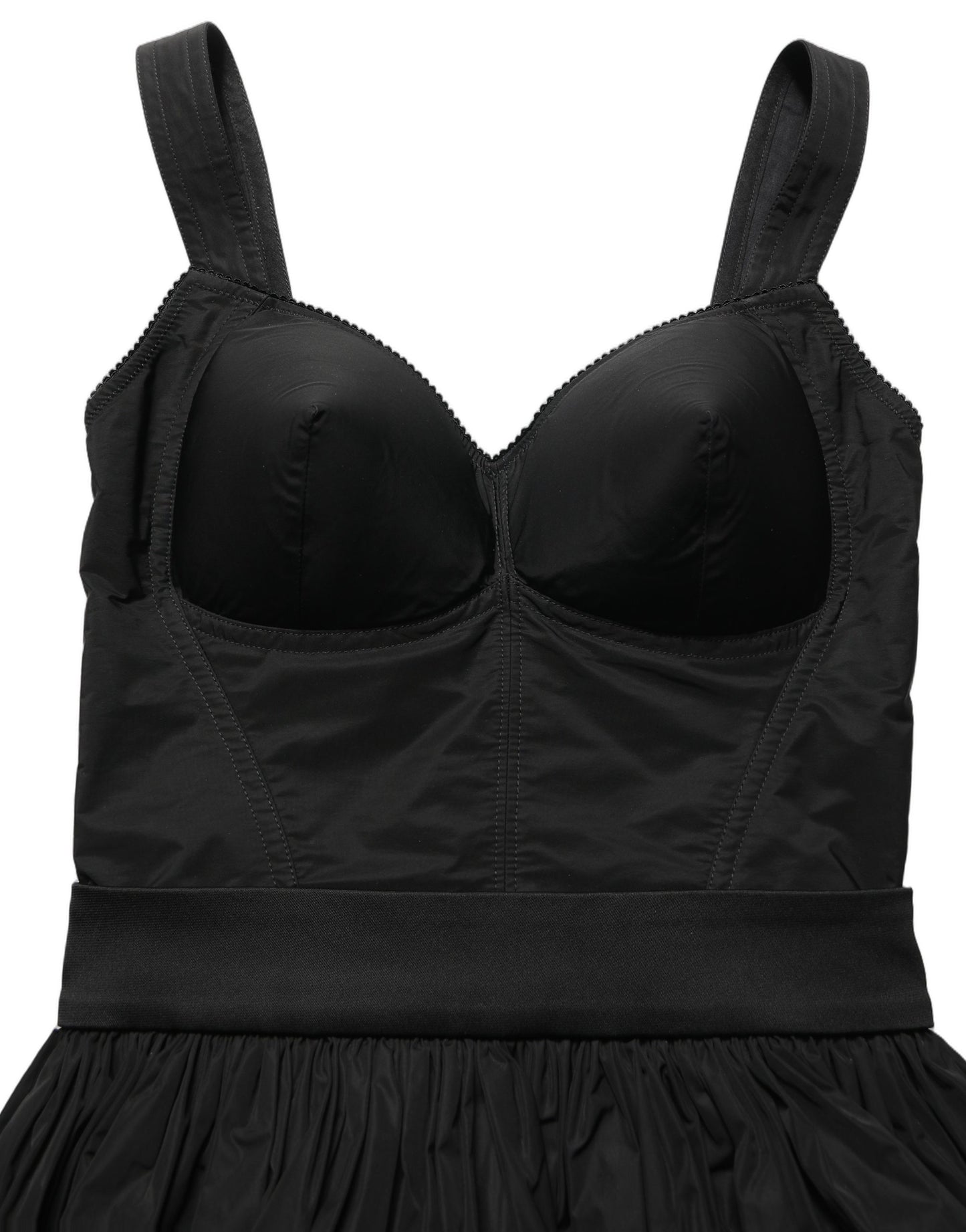 Black Nylon A-Line Sleeveless Mini Dress