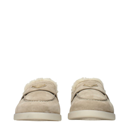 Beige Leather Slip-On Loafers