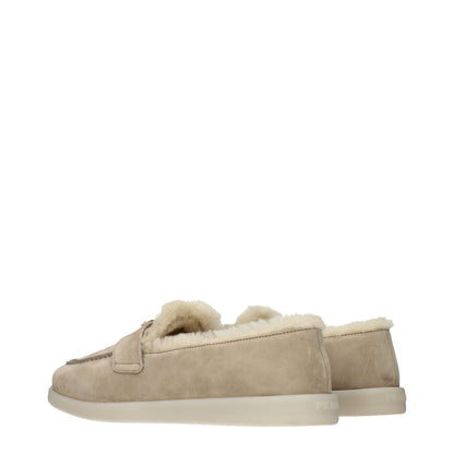 Beige Leather Slip-On Loafers