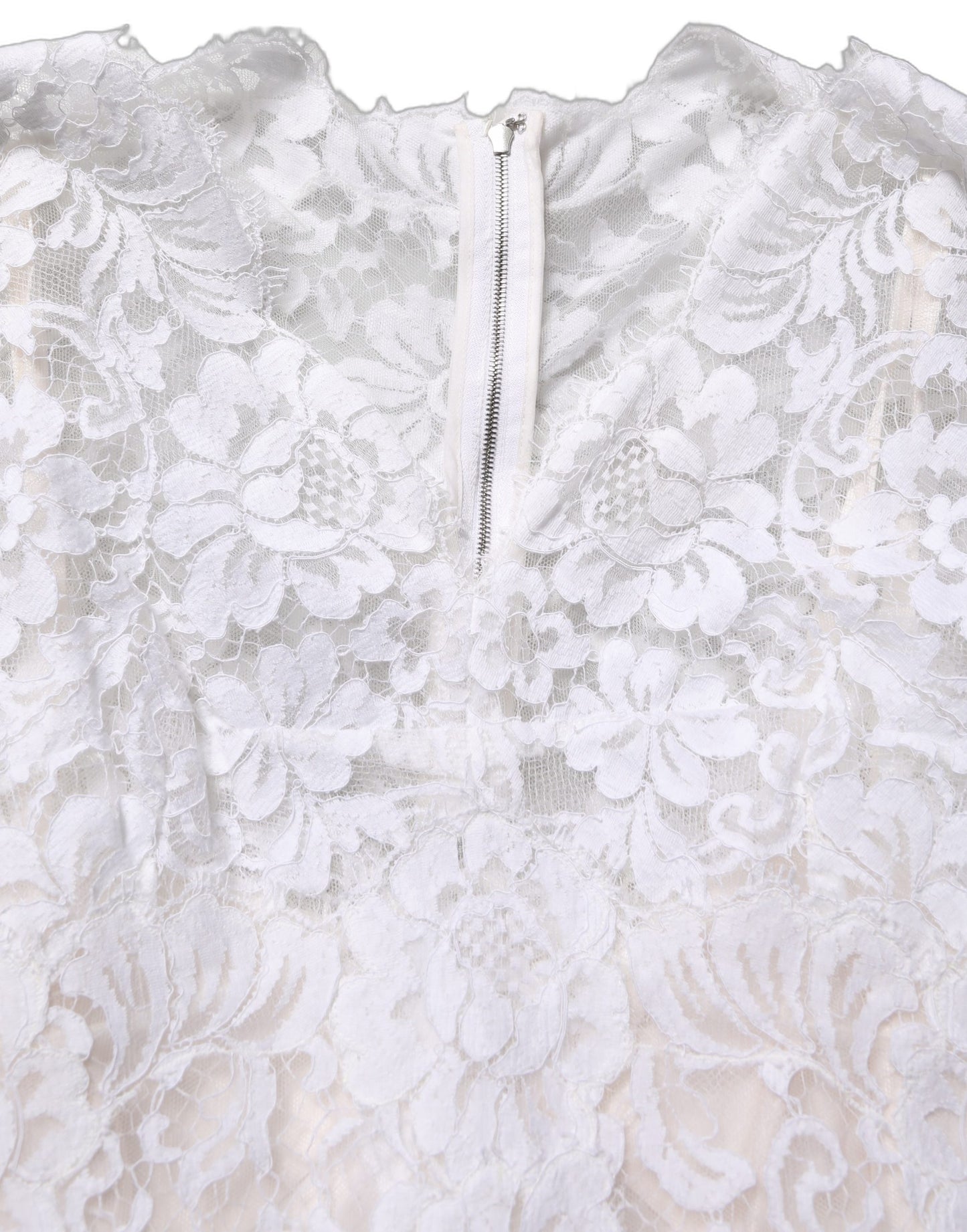 White Cotton Floral Lace Long Gown Dress