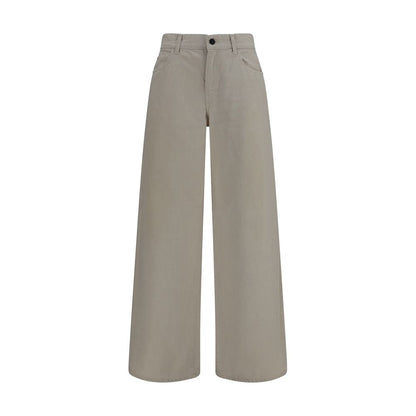 Beige Cotton Relaxed Fit Jeans