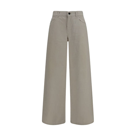 Beige Cotton Relaxed Fit Jeans
