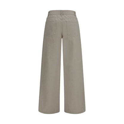 Beige Cotton Relaxed Fit Jeans