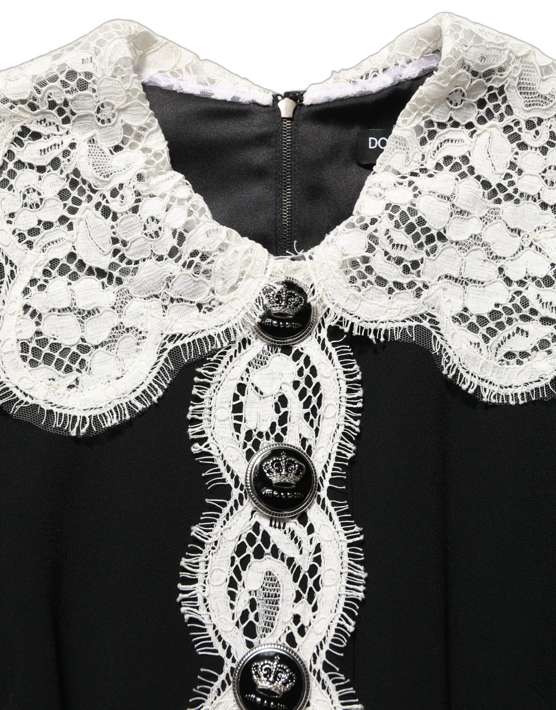 Black Lace Detailing Long Sleeves Midi Dress