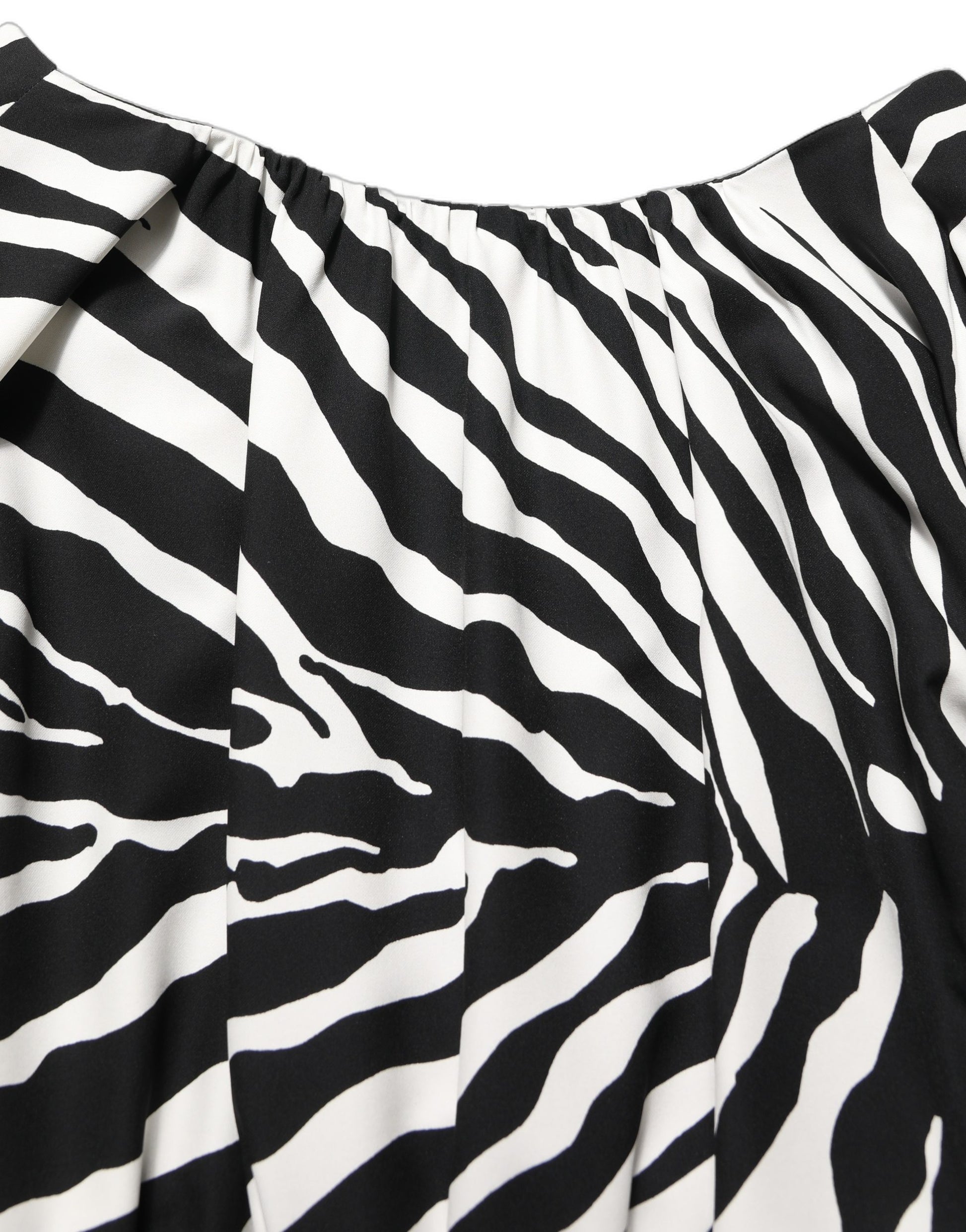 Black White Zebra Ruched Silk Mini Dress