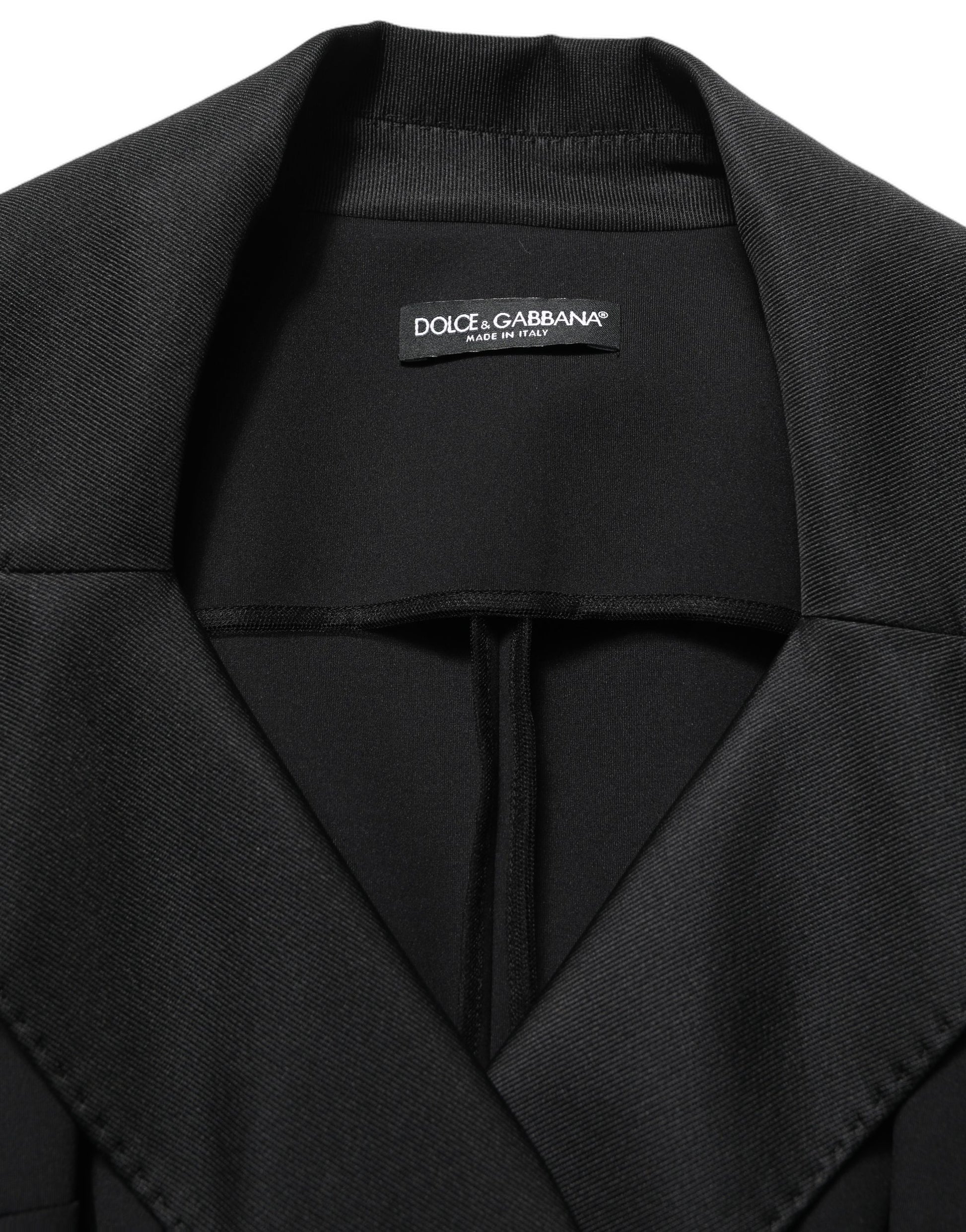 Black Nylon Double Breasted Coat Jacket