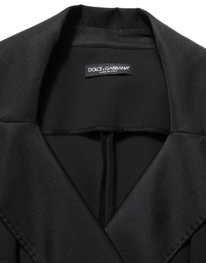 Black Nylon Double Breasted Coat Jacket