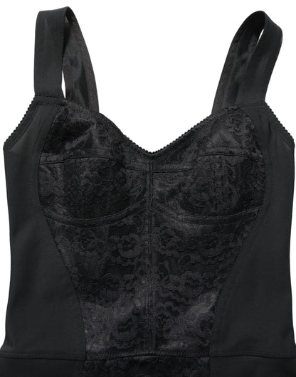 Black Floral Lace Corset Bodycon Bodysuit