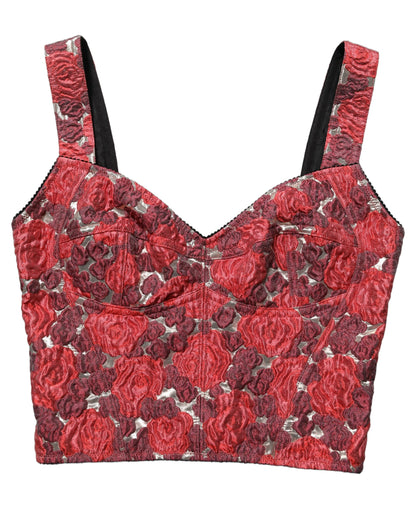 Multicolor Floral Cropped Bustier Tank Top